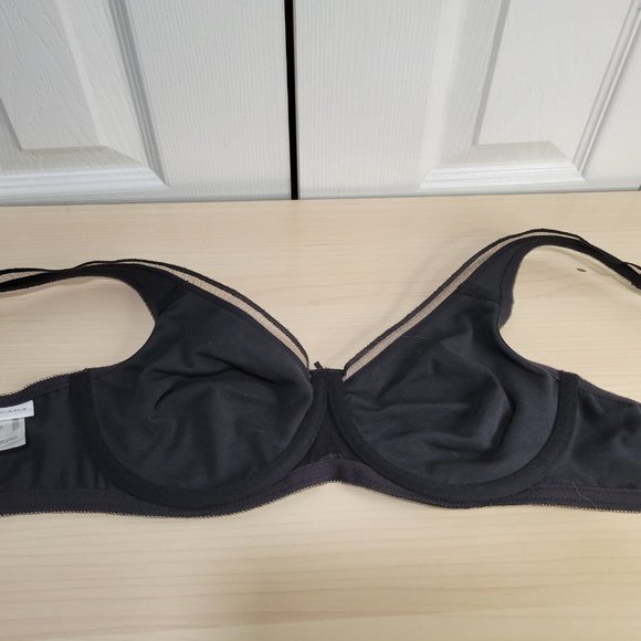 LASCANA Minimizer Underwire T-Shirt Black Sheer Accent Bra sz 34C EUC Comfy Cute - Picture 6 of 8